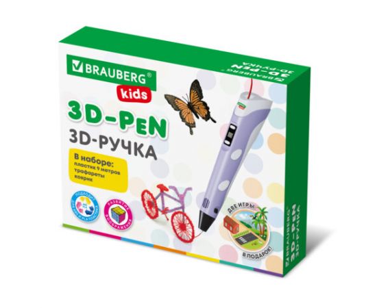Ручка 3D с трафаретами, PLA - пластиком и термоковриком BRAUBERG KIDS,  665188 665188