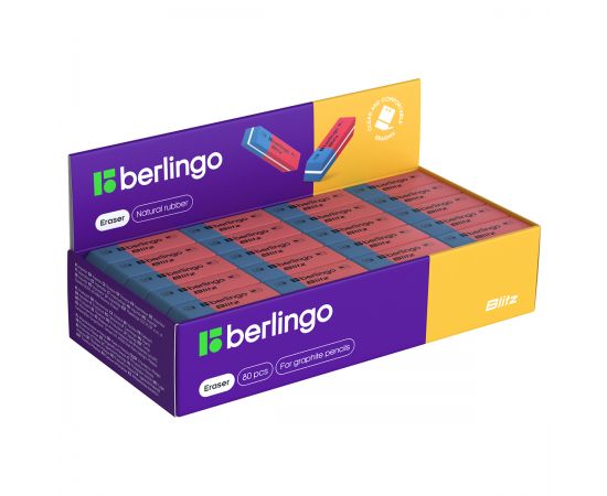 Ластик Berlingo "Blitz", скошенный, комбинированный, натуральный каучук, 42*14*8мм BLc_00016