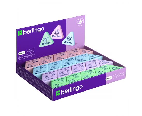 Ластик Berlingo "Zoo", треугольный, термопластичная резина, 28*24*10мм BLc_00350