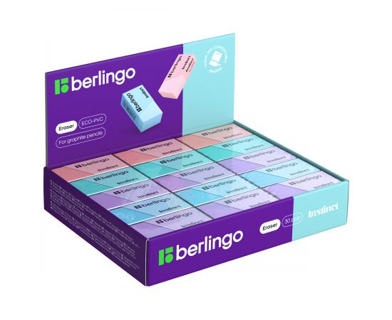 Ластик Berlingo "Instinct", цвета ассорти, 40*20*10мм BLc_00480