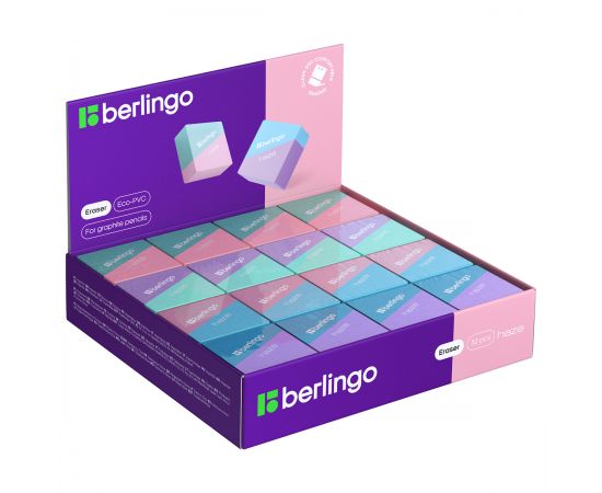 Ластик Berlingo "Haze ", прямоугольный, цвета ассорти, 34*34*14мм BLc_00490