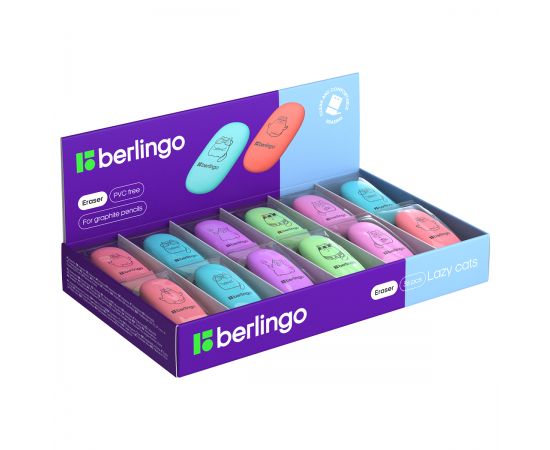 Ластик Berlingo "Lazy Cats", овальный, термопластичная резина, 49*23*9мм BLc_00680