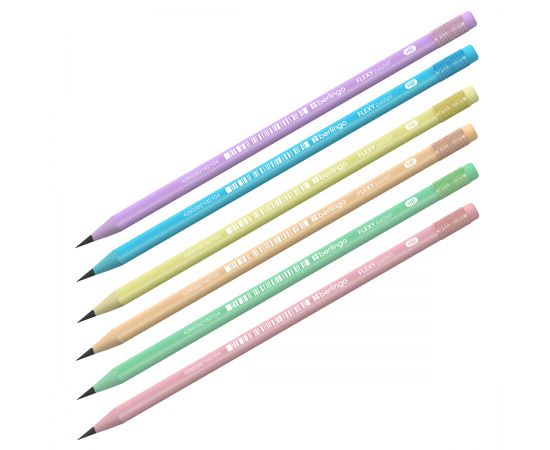 Карандаш ч/г Berlingo "Flexy Pastel" HB, с ластиком, трехгранный, заточен., пластиковый, ПВХ-бокс BP01014