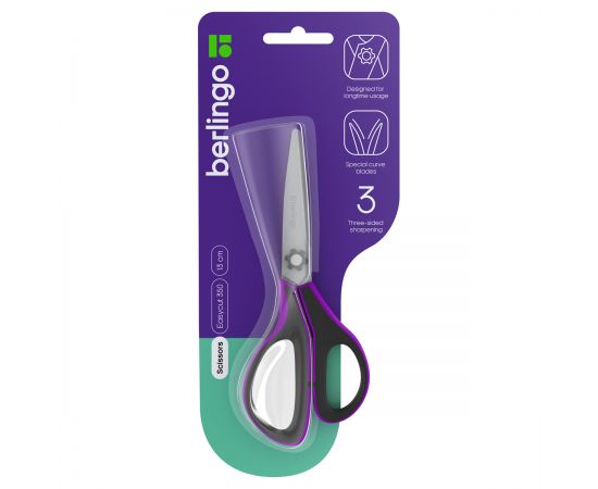 Ножницы Berlingo "Easycut 350", 13см, сиреневые, эргономичные ручки, мягкие вставки, европодвес DNn_13035_a