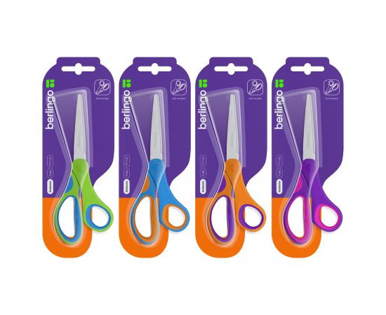 Ножницы Berlingo "Fuze" 17,7см, эргономичные ручки, ассорти, европодвес DNn_17709