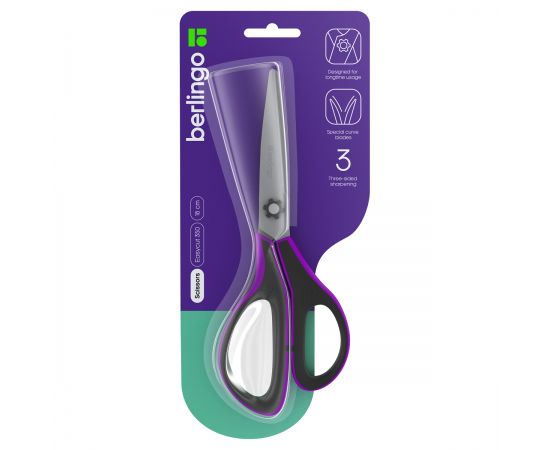 Ножницы Berlingo "Easycut 350", 18см, сиреневые, эргономичные ручки, мягкие вставки, европодвес DNn_18035_a