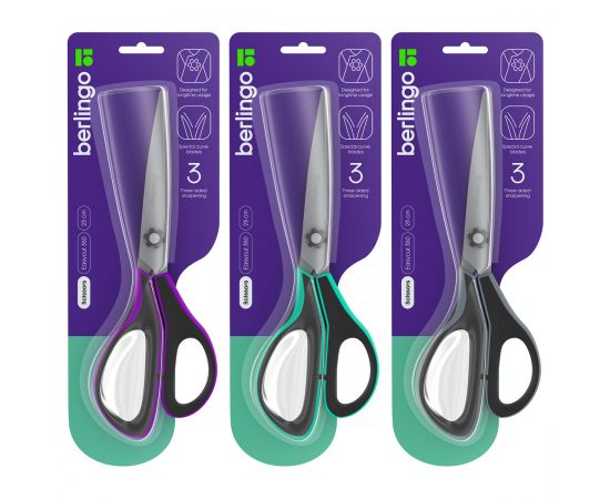 Ножницы Berlingo "Easycut 350", 23см, ассорти, эргономичные ручки, мягкие вставки, европодвес DNn_23035