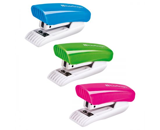 Мини-степлер №24/6, 26/6 Berlingo "Blitz" до 15л., пластиковый корпус, ассорти DSp_15115