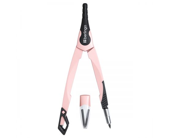 Готовальня Berlingo "Instinct", 2 предмета, циркуль 135мм, фламинго, пластиковый футляр DS_00002c