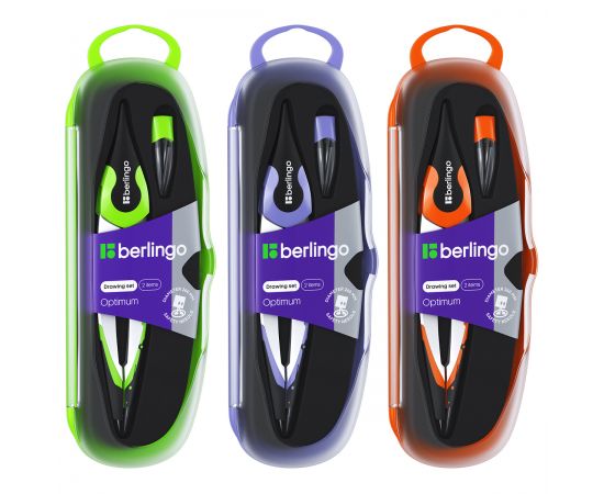 Готовальня Berlingo "Optimum", 2 предмета, циркуль 135мм, пластиковый футляр DS_00102