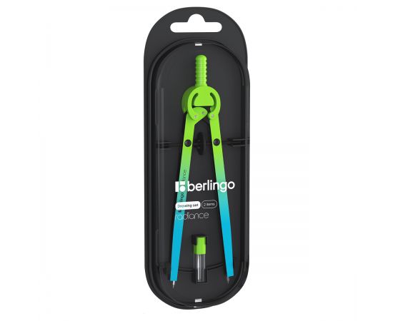 Готовальня Berlingo "Radiance", 2 предмета, циркуль 170мм, голубой/зеленый градиент, пластиковый футляр DS_01002a