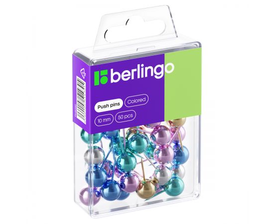 Кнопки силовые Berlingo, 50шт., металлизированные, ассорти, пласт. упак., европодвес PN5020
