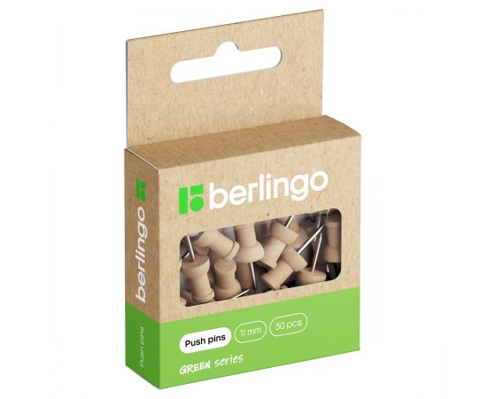 Кнопки силовые Berlingo "Green Series", 30шт., деревянные, крафт упак., европодвес PN5030J