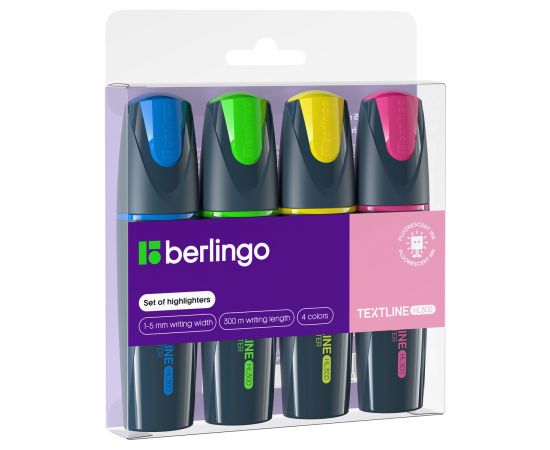 Набор текстовыделителей Berlingo "Textline HL300" 04цв., 1-5мм, европодвес T3020