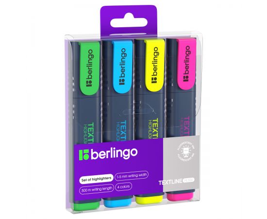 Набор текстовыделителей Berlingo "Textline HL500" 04цв., 1-5мм, европодвес T7020