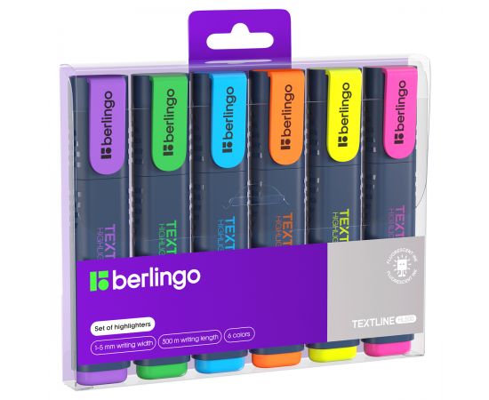 Набор текстовыделителей Berlingo "Textline HL500" 06цв., 1-5мм, чехол с европодвесом T7030