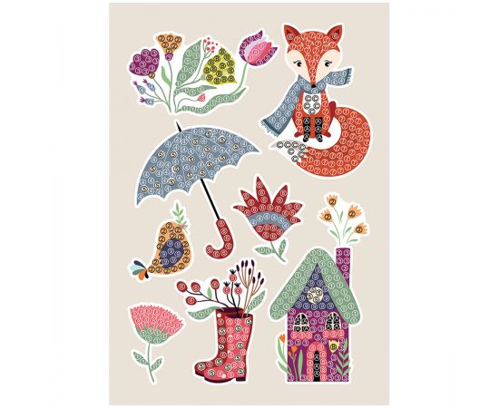 Алмазная мозаика, наклейки ТРИ СОВЫ "Лисичка", пакет с европодвесом АМН_48208