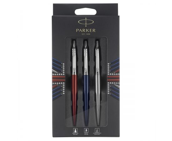 Набор Parker "Jotter London Trio": шариковая ручка + гелевая ручка + механический карандаш, подарочная упаковка, европодвес 2032740