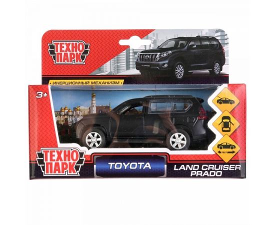 Машина металл TOYOTA PRADO матовая 12 см, двери, багаж, инерц, черный, 263345 263345