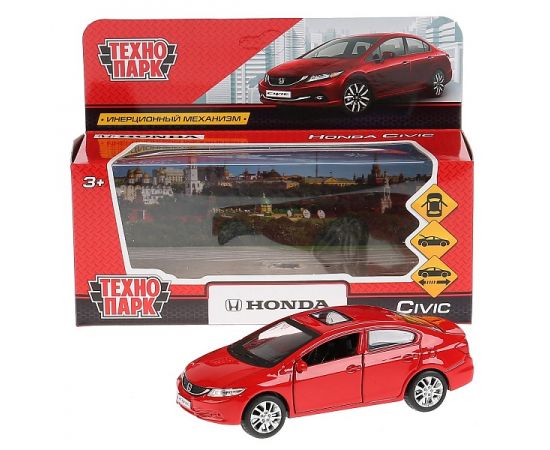 Машина металл "HONDA CIVIC", длина 12см, открыв. двери, инерц, красный 272307 272307