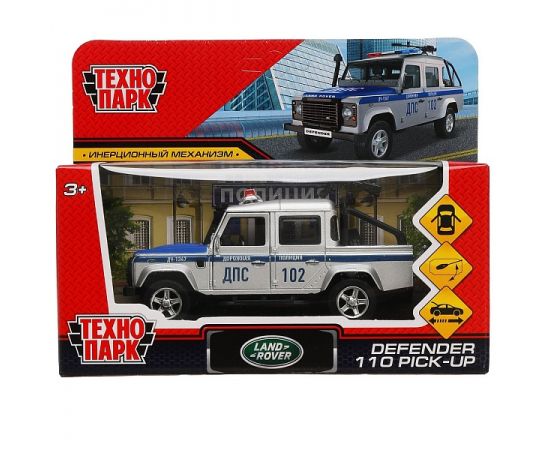 Машина металл LAND ROVER DEFENDER PICKUP ПОЛИЦИЯ 12 см, двери, багажн, кор 317585 317585