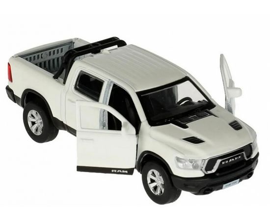 Машина металл DODGE RAM 1500 REBEL 13 см, двери, багаж, инер, белый 336807 3368075