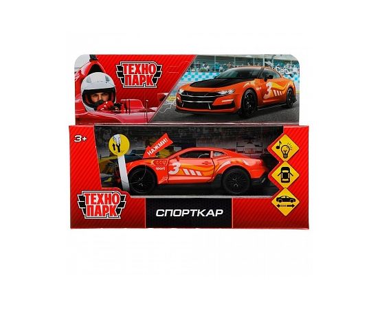 Машина металл свет-звук СПОРТКАР Оранжевый 12 см, двер. багаж., инерц., кор 336986 336986