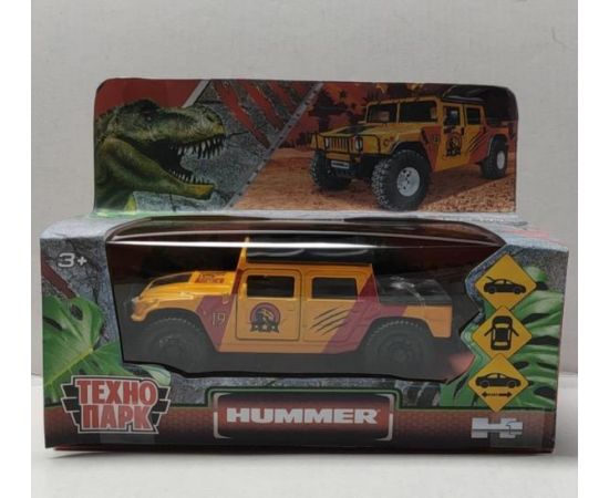 Машина металл HUMMER ПИКАП, 12 см, двери, баг., инер., окрас динозавр, кор. 338479 338479