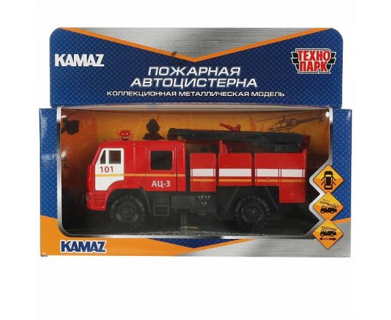 Машина металл KAMAZ 43502 ПОЖАРНАЯ АЦ 15 см, двери, подвиж дет, инерц 343172 3431725