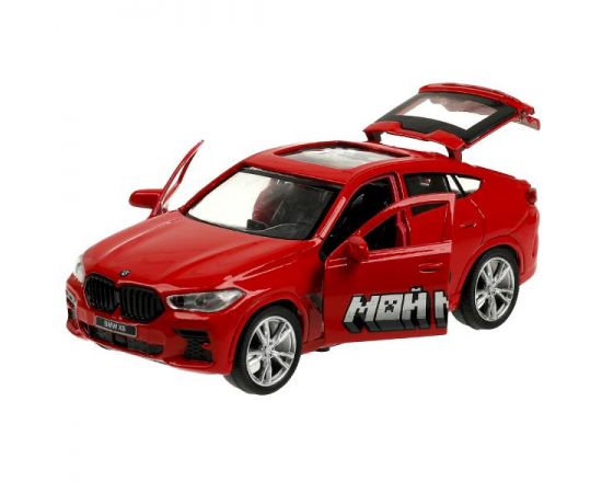 Машина металл BMW X6 12 см, двер, багаж, инер, красный мой мир 361406 361406