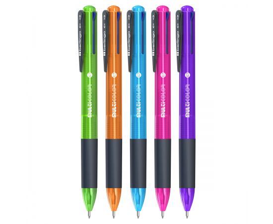 Ручка шариковая автоматическая Berlingo "Multicolor" 04цв., 0,7мм, ассорти CBm_07180