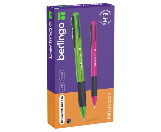 Ручка шариковая автоматическая Berlingo "Multicolor" 04цв., 0,7мм, ассорти CBm_07180