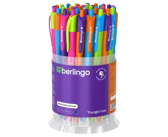 Ручка шариковая автоматическая Berlingo "Triangle Fuze RT" синяя, 0,7мм, трехгранный корпус CBm_07732