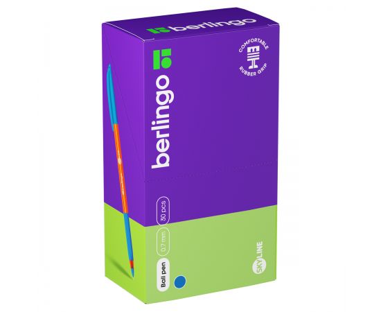 Ручка шариковая Berlingo "Skyline" светло-синяя, 0,7мм, игольчатый стержень, грип CBp_07130