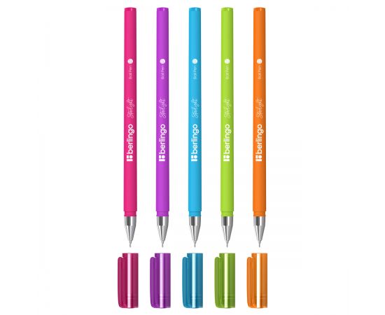 Ручка шариковая Berlingo "Starlight" синяя, 0,7мм, игольчатый стержень, прорезиненный корпус ассорти CBp_07250