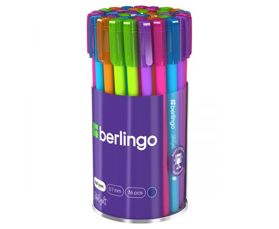 Ручка шариковая Berlingo "Starlight" синяя, 0,7мм, игольчатый стержень, прорезиненный корпус ассорти CBp_07250