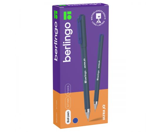 Ручка шариковая Berlingo "Ultra X2" синяя, 0,7мм, игольчатый стержень CBp_07279