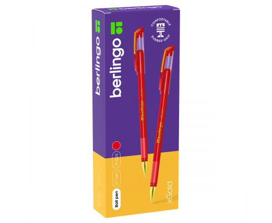 Ручка шариковая Berlingo "xGold" красная, 0,7мм, игольчатый стержень, грип CBp_07502