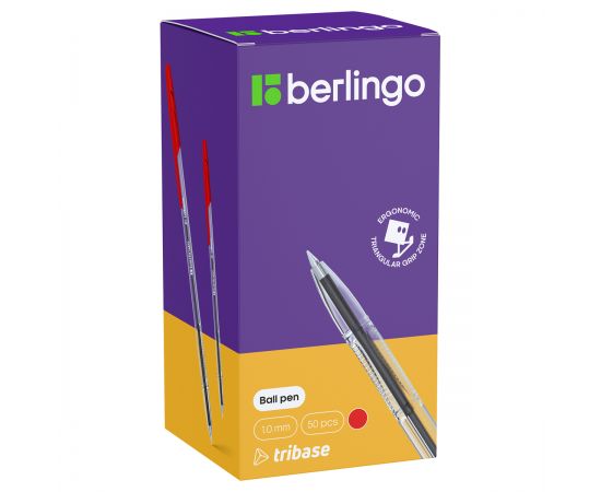 Ручка шариковая Berlingo "Tribase" красная, 1,0мм CBp_10903