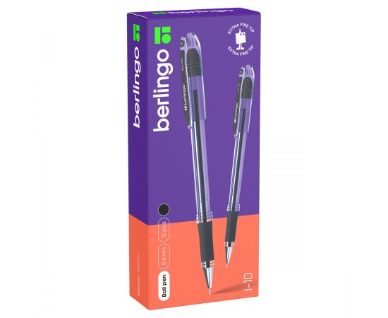 Ручка шариковая Berlingo "I-10" черная, 0,4мм, грип CBp_40011