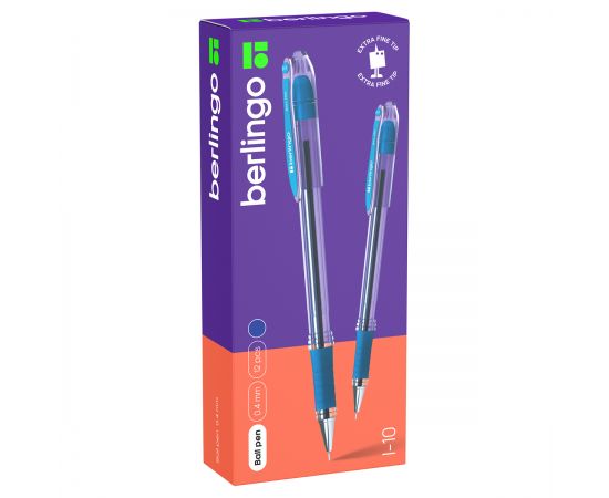 Ручка шариковая Berlingo "I-10" синяя, 0,4мм, грип CBp_40012