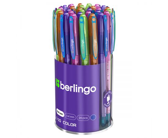 Ручка шариковая Berlingo "I-10 Color" синяя, 0,4мм, корпус ассорти CBp_40015