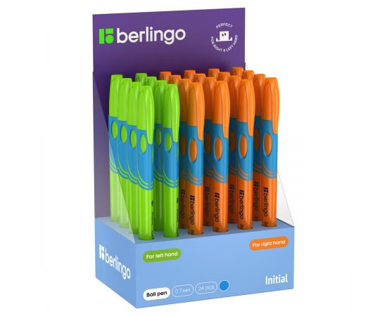 Ручка шариковая Berlingo "Initial" светло-синяя, 0.7мм, для левшей и правшей (ассорти) CBp_70700