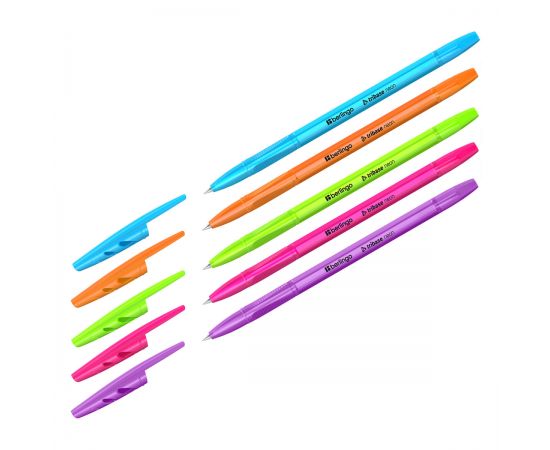 Ручка шариковая Berlingo "Tribase Neon" синяя, 0,7мм, корпус ассорти CBp_70932