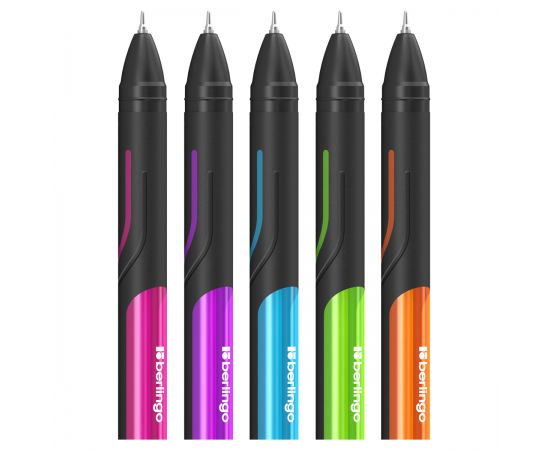 Ручка шариковая Berlingo "Color Zone stick" синяя, 0,7мм, прорезиненный корпус ассорти CBp_70950