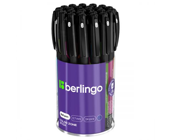 Ручка шариковая Berlingo "Color Zone stick" синяя, 0,7мм, прорезиненный корпус ассорти CBp_70950