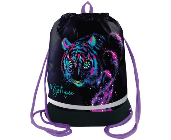 Мешок для обуви 1 отделение Berlingo "Neon Tiger", 510*400мм, расшир. дно, светоотражающая лента, карман на молнии MS09441