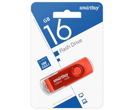 Память Smart Buy "Twist"  16GB, USB 3.0 Flash Drive, красный SB016GB3TWR