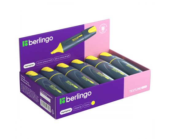 Текстовыделитель Berlingo "Textline HL300" желтый, 1-5мм T3017