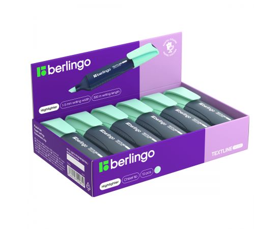Текстовыделитель Berlingo "Textline HP200" пастельный цвет, мята, 1-5мм T5016